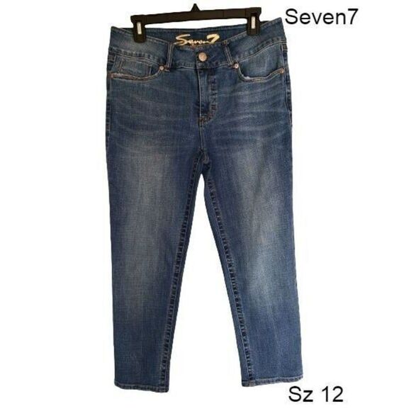 Seven7 Women's Tummyless Super Stretch Straight Leg Denim Blue Jeans Size 12 NWO - Picture 1 of 11